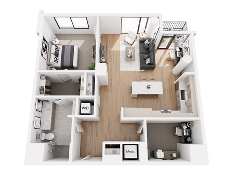Floor plan for 1 bed, 1 bath, 1148 sqft
